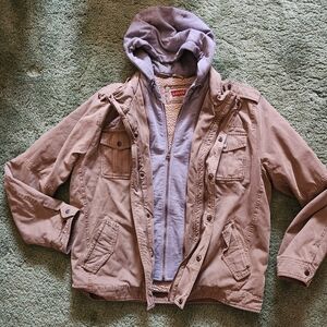 Levi's Tan Field Jacket with Gray Hood